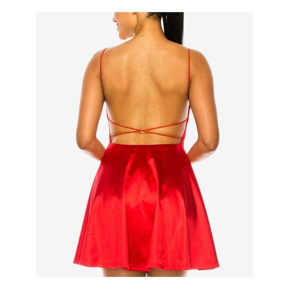 NWT B DARLIN Womens Red Sleeveless Short Party Fit + Flare Dress 13\14 - Picture 2 of 3